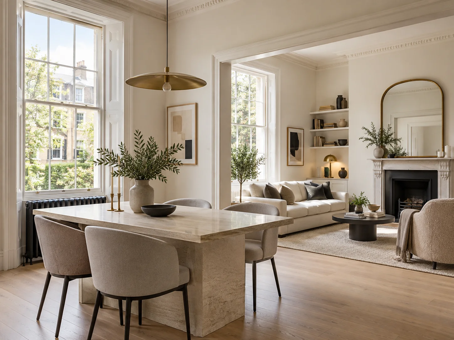 Bright dining room interior
